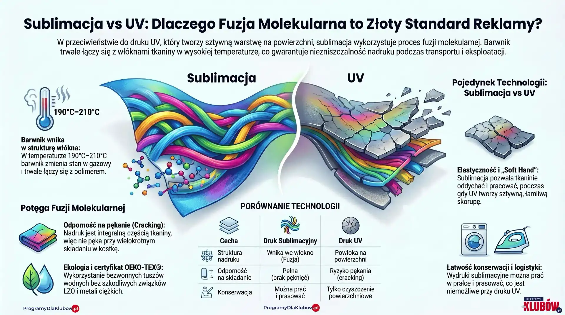 Zbliżenie na trwały druk sublimacyjny wnikający w materiał namiotu