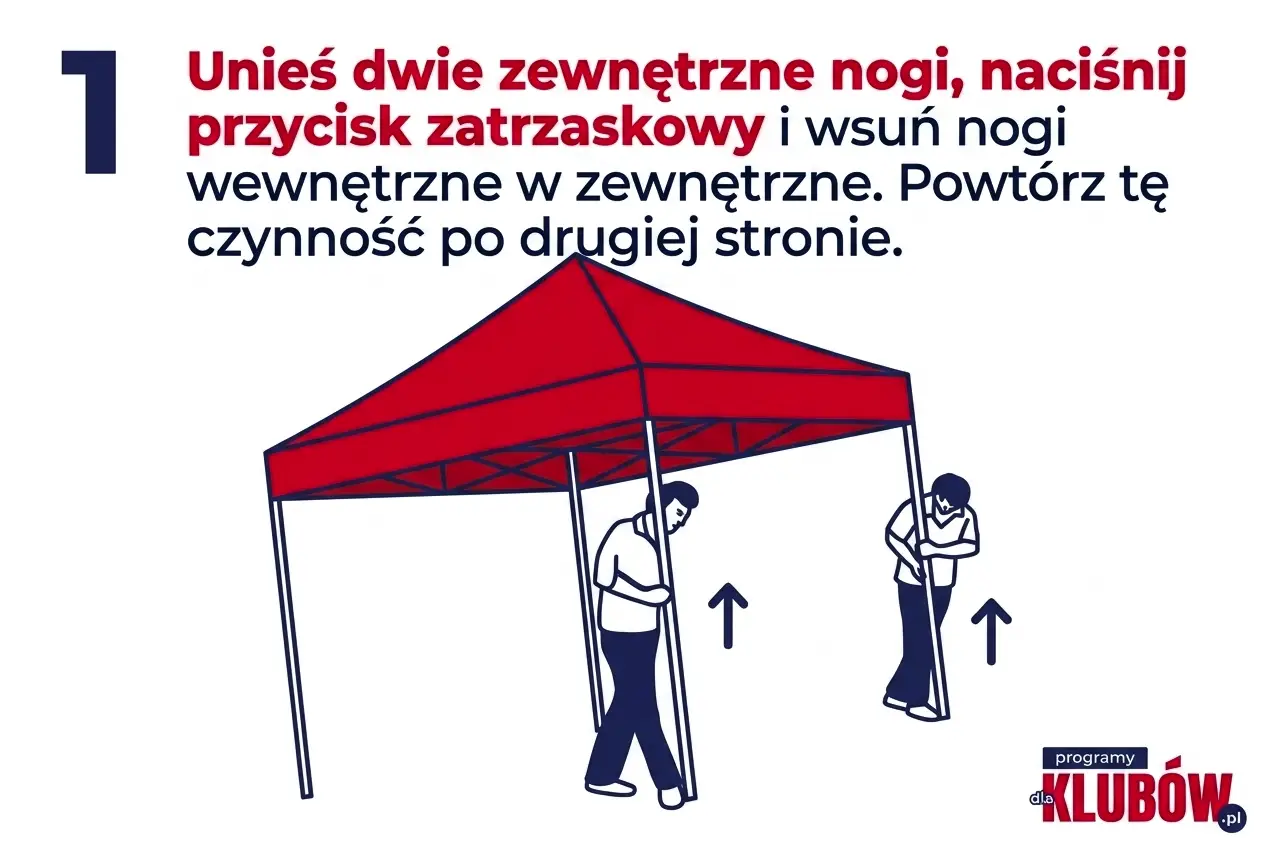 Krok 1: Wsuwanie wewnętrznych nóg namiotu w zewnętrzne